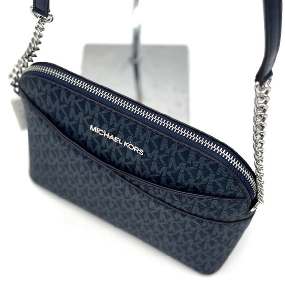 Michael Kors Medium Dome Jet Set Travel Xbody Bag Admiral Navy Blue - Picture 7 of 11